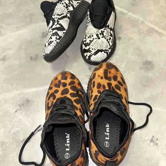 Little Girls Sneakers Size 9 Leopard Print And Snakeskin - Picture 6 of 7